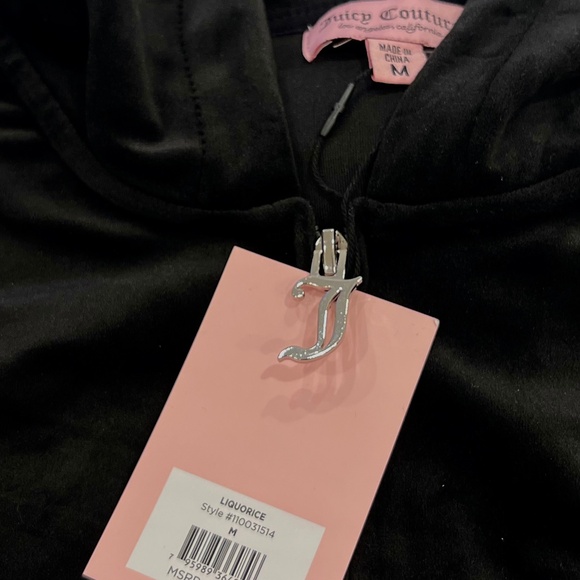 JUICY COUTURE Black Velour OG Bling Tracksuit Hoodie & Pant Set Size M - Picture 5 of 5